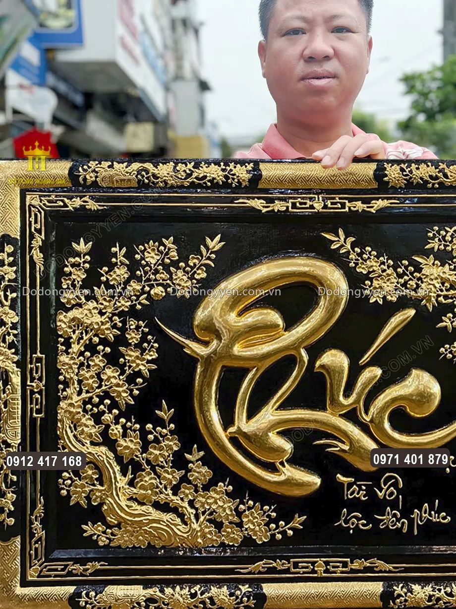 Khung tranh chạm th&uacute;c nổi họa tiết tứ qu&yacute;
